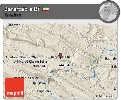 Shaded Relief 3D Map of Barāftāb-e Bī