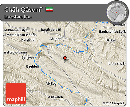 Shaded Relief 3D Map of Chāh Qāsemī