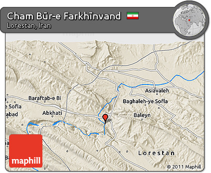 Shaded Relief 3D Map of Cham Būr-e Farkhīnvand