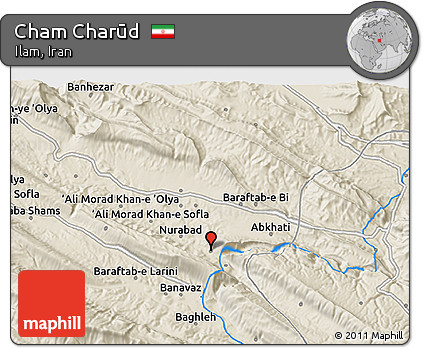 Shaded Relief 3D Map of Cham Charūd