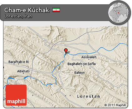 Shaded Relief 3D Map of Cham-e Kūchak