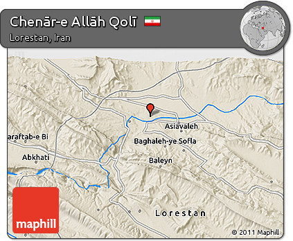 Shaded Relief 3D Map of Chenār-e Allāh Qolī