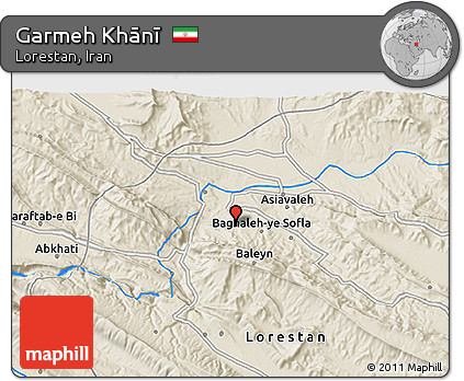 Shaded Relief 3D Map of Garmeh Khānī
