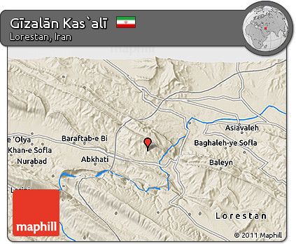Shaded Relief 3D Map of Gīzalān Kas`alī