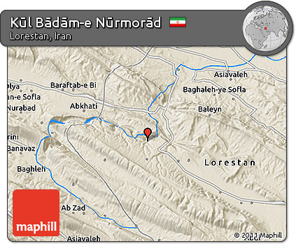 Shaded Relief 3D Map of Kūl Bādām-e Nūrmorād