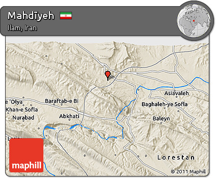 Shaded Relief 3D Map of Mahdīyeh