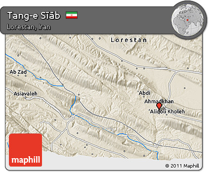 Shaded Relief 3D Map of Tang-e Sīāb