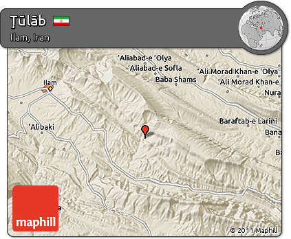 Shaded Relief 3D Map of Ţūlāb
