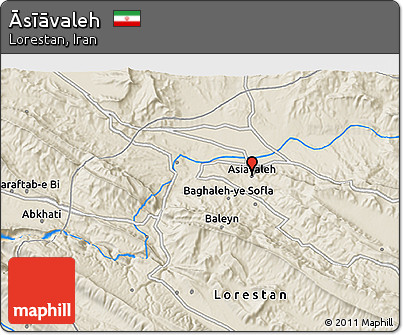Shaded Relief 3D Map of Āsīāvaleh