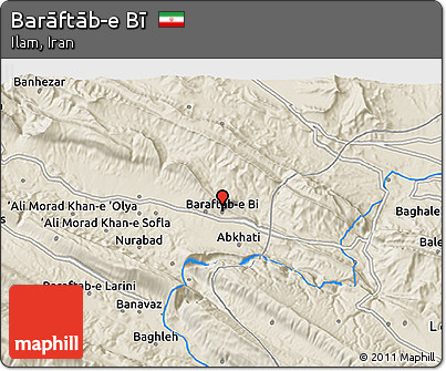 Shaded Relief 3D Map of Barāftāb-e Bī