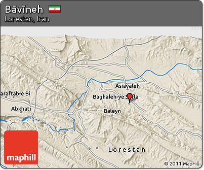 Shaded Relief 3D Map of Bāvīneh
