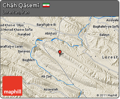 Shaded Relief 3D Map of Chāh Qāsemī