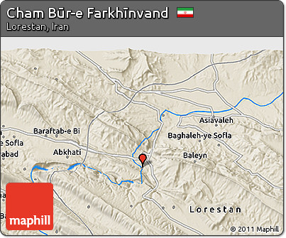 Shaded Relief 3D Map of Cham Būr-e Farkhīnvand