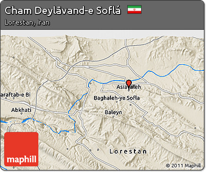 Shaded Relief 3D Map of Cham Deylāvand-e Soflá