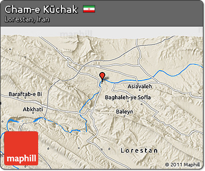 Shaded Relief 3D Map of Cham-e Kūchak