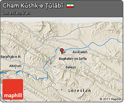 Shaded Relief 3D Map of Cham Kūshk-e Ţūlābī