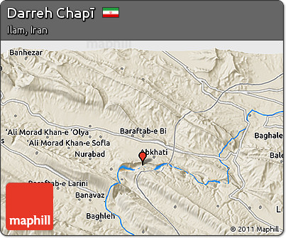Shaded Relief 3D Map of Darreh Chapī