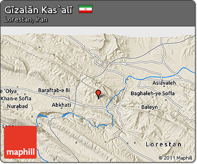 Shaded Relief 3D Map of Gīzalān Kas`alī