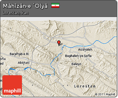 Shaded Relief 3D Map of Māhīzān-e `Olyā
