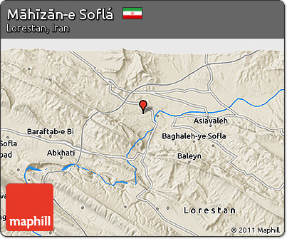 Shaded Relief 3D Map of Māhīzān-e Soflá