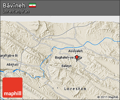 Shaded Relief 3D Map of Bāvīneh