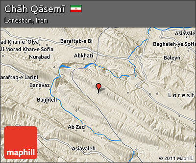 Shaded Relief 3D Map of Chāh Qāsemī