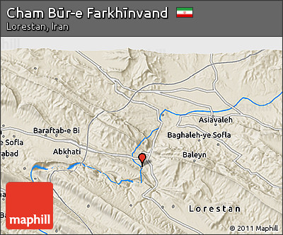 Shaded Relief 3D Map of Cham Būr-e Farkhīnvand