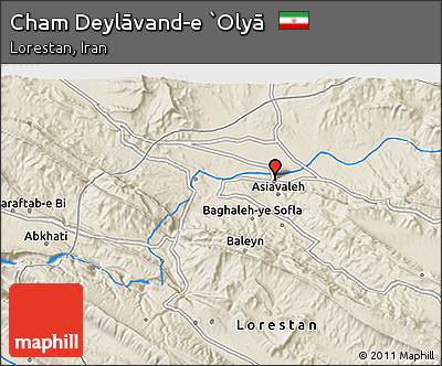 Shaded Relief 3D Map of Cham Deylāvand-e `Olyā