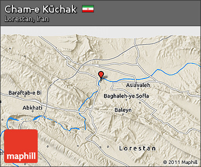 Shaded Relief 3D Map of Cham-e Kūchak