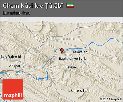 Shaded Relief 3D Map of Cham Kūshk-e Ţūlābī