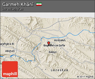 Shaded Relief 3D Map of Garmeh Khānī