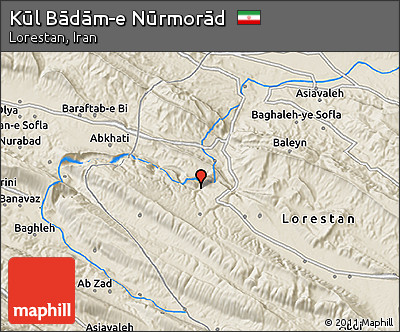 Shaded Relief 3D Map of Kūl Bādām-e Nūrmorād