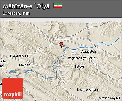 Shaded Relief 3D Map of Māhīzān-e `Olyā