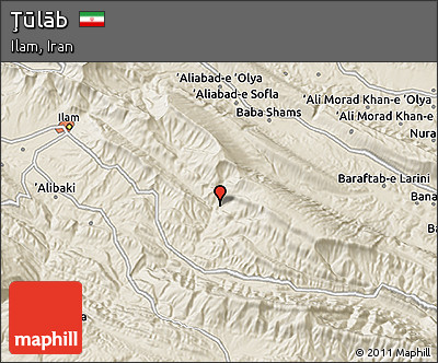 Shaded Relief 3D Map of Ţūlāb