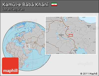 Gray Location Map of Kamūl-e Bābā Khānī