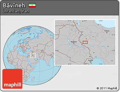 Gray Location Map of Bāvīneh