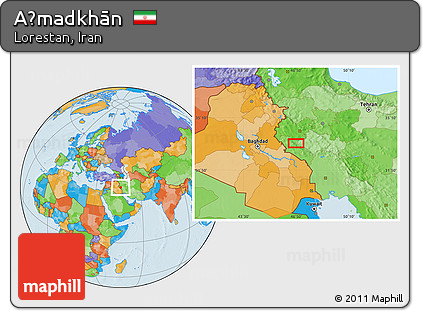Political Location Map of Aḩmadkhān