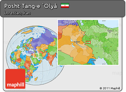 Political Location Map of Posht Tang-e `Olyā