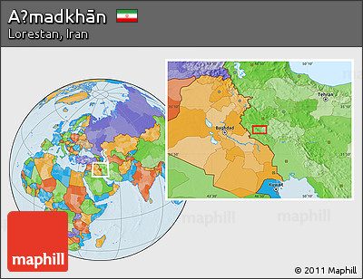 Political Location Map of Aḩmadkhān