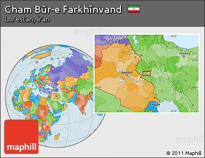Political Location Map of Cham Būr-e Farkhīnvand