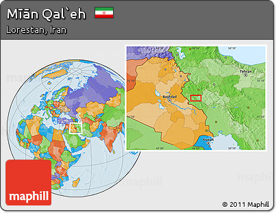 Political Location Map of Mīān Qal`eh