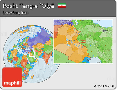 Political Location Map of Posht Tang-e `Olyā