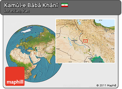 Satellite Location Map of Kamūl-e Bābā Khānī
