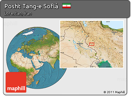 Satellite Location Map of Posht Tang-e Soflá