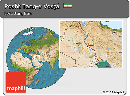 Satellite Location Map of Posht Tang-e Vosţá