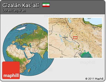 Satellite Location Map of Gīzalān Kas`alī