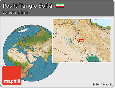 Satellite Location Map of Posht Tang-e Soflá