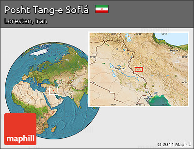 Satellite Location Map of Posht Tang-e Soflá