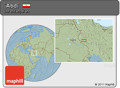 Savanna Style Location Map of `Abdī, hill shading