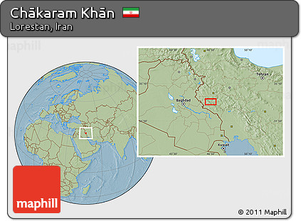 Savanna Style Location Map of Chākaram Khān, hill shading